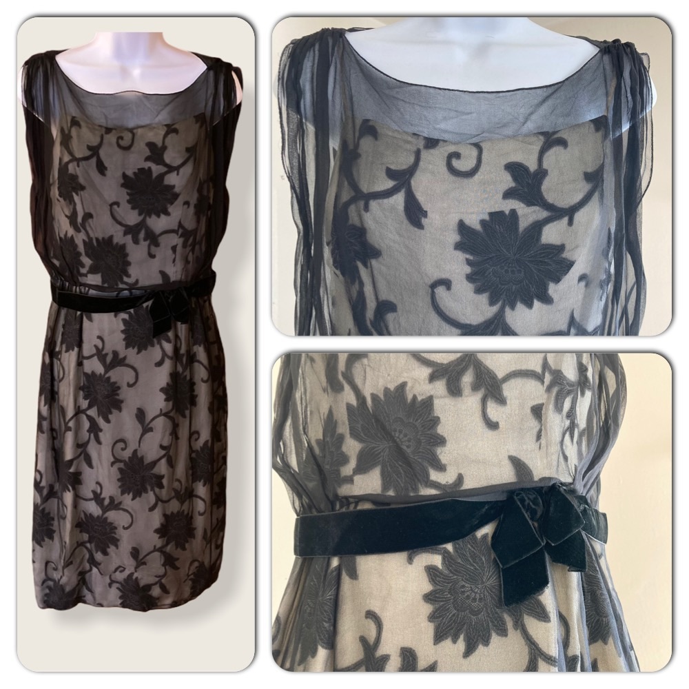 Vtg 1960s cocktail dress. Sheer overlay wiggle